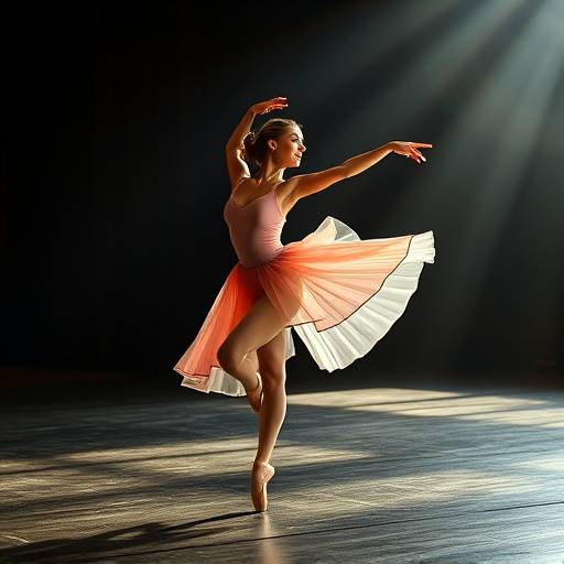 Imagen promocional de la serie web El Arte de la Danza, mostrando a una bailarina en pleno movimiento en un escenario iluminado.